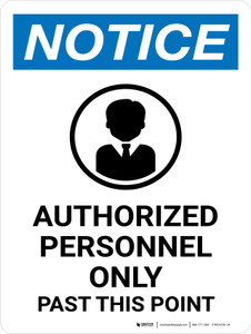 Notice: Authorized Personnel Only Past This Point Portrait - Wall Sign